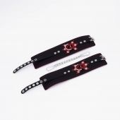 Черные кожаные оковы с красным декором и строчкой - Crazy Handmade - купить с доставкой в Черкесске