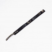 Черный кожаный ошейник с золотистой фурнитурой - Crazy Handmade - купить с доставкой в Черкесске