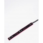 Черно-розовый кожаный ошейник с розовой строчкой - Crazy Handmade - купить с доставкой в Черкесске