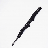 Черный однослойный кожаный ошейник с имитацией воротничка - Crazy Handmade - купить с доставкой в Черкесске