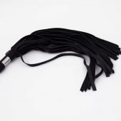 Черный кожаный флоггер со стальной ручкой - 45 см. - Crazy Handmade - купить с доставкой в Черкесске