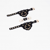 Черные наручники с золотистой фурнитурой - Crazy Handmade - купить с доставкой в Черкесске