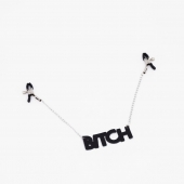 Зажимы на соски с кожаной подвеской Bitch - Crazy Handmade - купить с доставкой в Черкесске