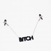 Зажимы на соски с кожаной подвеской Bitch - Crazy Handmade - купить с доставкой в Черкесске