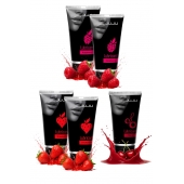 Набор из 5 съедобных лубрикантов JUJU (клубника х 2, малина х 2, вишня) - JuJu - купить с доставкой в Черкесске