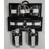 Набор фиксаторов из черной и белой натуральной кожи - Crazy Handmade - купить с доставкой в Черкесске