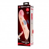 Телесная удлиняющая насадка с рельефом и вибрацией Brad - 21,3 см. - Baile - в Черкесске купить с доставкой