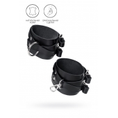 Черные кожаные оковы с двумя перекрёстными ремешками - Pecado - купить с доставкой в Черкесске