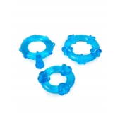 Набор из 3 синих эрекционных колец с различным рельефом - Erowoman-Eroman - в Черкесске купить с доставкой