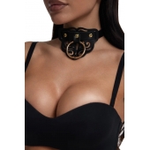 Черный чокер с клепками и золотистой фурнитурой - Crazy Handmade - купить с доставкой в Черкесске