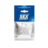 Прозрачное эластичное эрекционное кольцо с 6 шариками - Sex Expert - в Черкесске купить с доставкой
