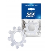 Прозрачное эрекционное кольцо со стимулирующими шариками - Sex Expert - в Черкесске купить с доставкой