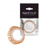 Эрекционное кольцо с бежевыми «ресничками» - Sextaz - в Черкесске купить с доставкой