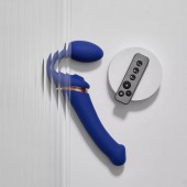 Синий безремневой страпон Multi Orgasm Bendable Strap-On size XL с клиторальной стимуляцией - Strap-on-me - купить с доставкой в Черкесске