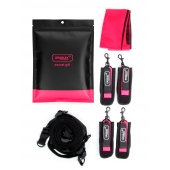 Черно-розовый эротический набор: фиксатор, оковы, наручники, повязка - Erokay - купить с доставкой в Черкесске