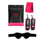 Черно-розовый эротический набор: маска, наручники и повязка - Erokay - купить с доставкой в Черкесске