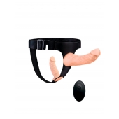 Женский страпон с 2 насадками, вибрацией и пультом ДУ - Erowoman-Eroman - купить с доставкой в Черкесске