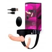 Женский страпон с 2 насадками, вибрацией и пультом ДУ - Erowoman-Eroman - купить с доставкой в Черкесске