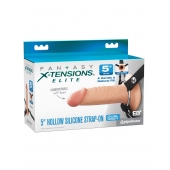 Телесный пустотелый фаллопротез 5’’ Hollow Silicone Strap-On - 14 см. - Pipedream - купить с доставкой в Черкесске