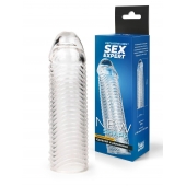 Прозрачная закрытая насадка на пенис с ребрышками - 16 см. - Sex Expert - в Черкесске купить с доставкой
