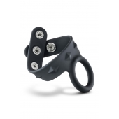 Черное эрекционное кольцо с подхватом мошонки на кнопках VS6 - Blush Novelties - в Черкесске купить с доставкой