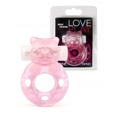 Розовое эрекционное виброкольцо в форме мишки - 1137 - в Черкесске купить с доставкой