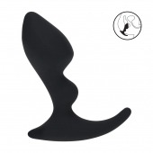 Черная анальная пробка для массажа простаты Double Ripple Silicone Prostate Massager - Shots Media BV - в Черкесске купить с доставкой