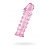 Гелевая розовая насадка на фаллос с шипами - 12 см. - Toyfa Basic - в Черкесске купить с доставкой