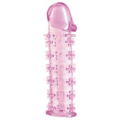 Гелевая розовая насадка на фаллос с шипами - 12 см. - Toyfa Basic - в Черкесске купить с доставкой