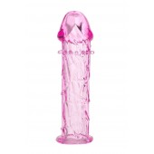 Гладкая розовая насадка с усиками под головкой - 12,5 см. - Toyfa Basic - в Черкесске купить с доставкой