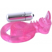 Розовая вибронасадка со стимулятор клитора   Язычок - Toyfa Basic - в Черкесске купить с доставкой