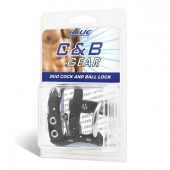 Утяжка на пенис на замочке Duo Cock And Ball Lock - BlueLine - купить с доставкой в Черкесске