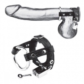 Утяжка на пенис на замочке Duo Cock And Ball Lock - BlueLine - купить с доставкой в Черкесске