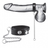 Утяжка на пенис с поводком Snap Cock Ring With 12  Leash - BlueLine - купить с доставкой в Черкесске