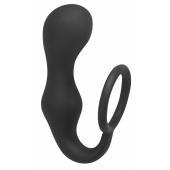 Чёрное эрекционное кольцо с анальной пробкой Double Pleasure Anal Plug - Lola Games - в Черкесске купить с доставкой