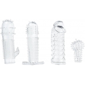 Набор из 4 насадок на член Pleasured Penis Enhancement Sleeve 4 Pack - XR Brands - в Черкесске купить с доставкой