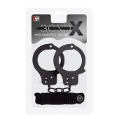 Чёрные наручники из листового металла в комплекте с веревкой BONDX METAL CUFFS LOVE ROPE SET - Dream Toys - купить с доставкой в Черкесске