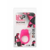 Розовое эрекционное кольцо с щеточкой LIT-UP SILICONE STIMU RING 5 - Dream Toys - в Черкесске купить с доставкой