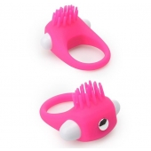 Розовое эрекционное кольцо с щеточкой LIT-UP SILICONE STIMU RING 5 - Dream Toys - в Черкесске купить с доставкой
