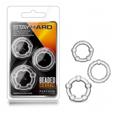 Набор из 3 прозрачных эрекционных колец Stay Hard Beaded Cockrings - Blush Novelties - в Черкесске купить с доставкой