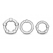 Набор из 3 прозрачных эрекционных колец Stay Hard Beaded Cockrings - Blush Novelties - в Черкесске купить с доставкой