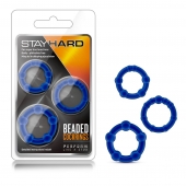 Набор из 3 синих эрекционных колец Stay Hard Beaded Cockrings - Blush Novelties - в Черкесске купить с доставкой