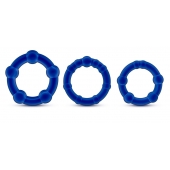 Набор из 3 синих эрекционных колец Stay Hard Beaded Cockrings - Blush Novelties - в Черкесске купить с доставкой