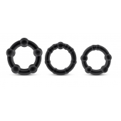 Набор из 3 чёрных эрекционных колец Stay Hard Beaded Cockrings - Blush Novelties - в Черкесске купить с доставкой