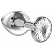 Большая серебристая анальная пробка Diamond Clear Sparkle Large с прозрачным кристаллом - 8 см. - Lola Games - купить с доставкой в Черкесске