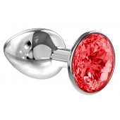 Малая серебристая анальная пробка Diamond Red Sparkle Small с красным кристаллом - 7 см. - Lola Games - купить с доставкой в Черкесске