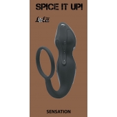 Серое эрекционное кольцо Sensation с анальным стимулятором - Lola Games - в Черкесске купить с доставкой