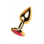 Золотистая анальная пробка с кристаллом-сердцем - 7,5 см. - ToyFa - купить с доставкой в Черкесске