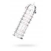 Прозрачная насадка на пенис TOYFA A-Toys с ребрами и точками - 15,3 см. - A-toys - в Черкесске купить с доставкой