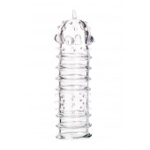 Прозрачная насадка на пенис TOYFA A-Toys с ребрами и точками - 15,3 см. - A-toys - в Черкесске купить с доставкой